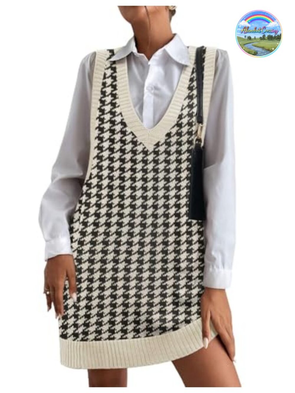 Oversized V Neck Sleeveless Ribbed Knit Sweater Vest Dress with Pockets